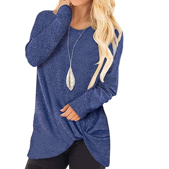 cute t shirt woman knot side front top loose fit - Picture 3 of 8